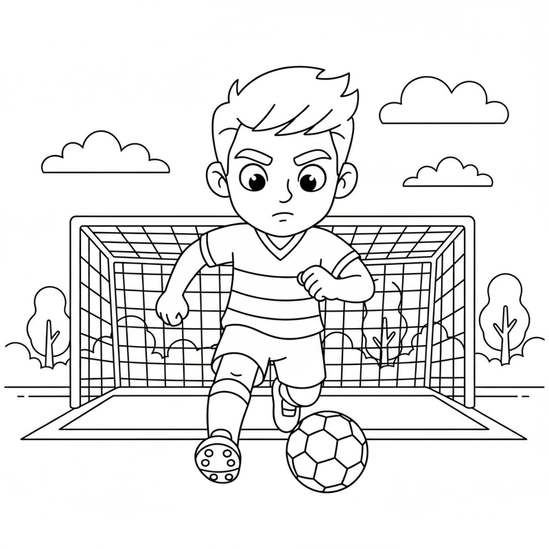 Hình tô màu cầu thủ đá bóng đẹp cho bé tô màu
