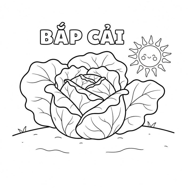 Hình tô màu cây bắp cải tươi tốt