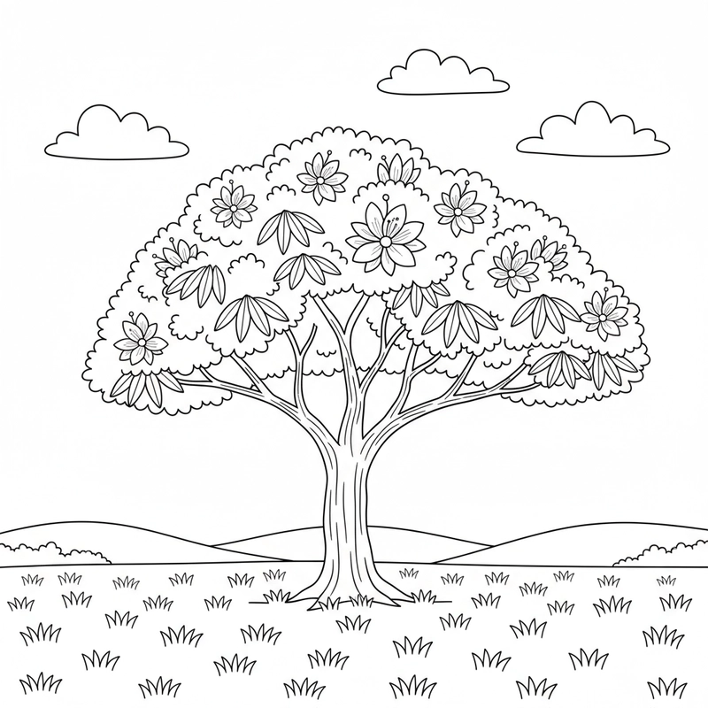 Hình tô màu cây hoa phượng