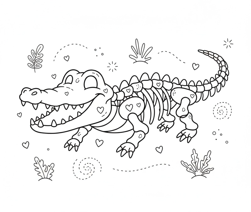 Hình tô màu con cá sấu đơn giản