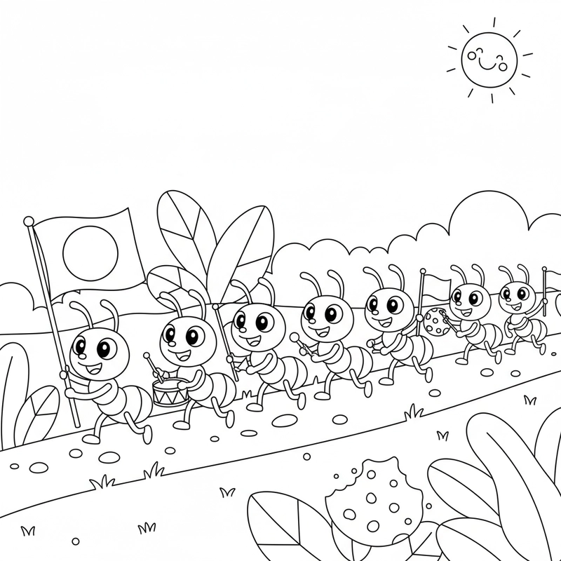 Hình tô màu con kiến học tập cho bé