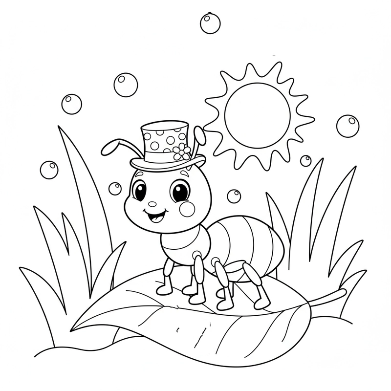 Hình tô màu con kiến ngộ nghĩnh dễ thương