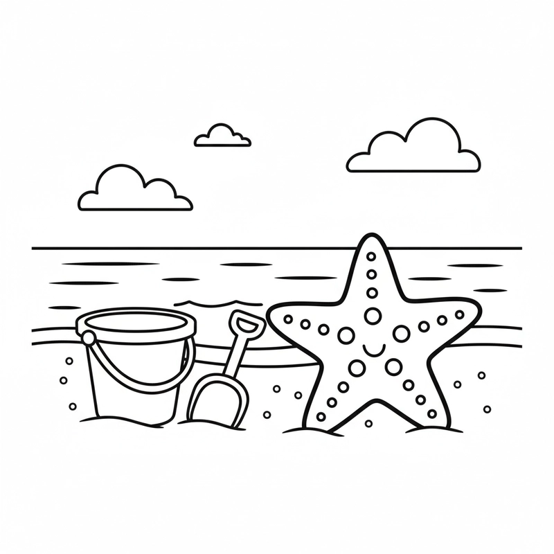 Hình tô màu con sao biển đáng yêu cho trẻ