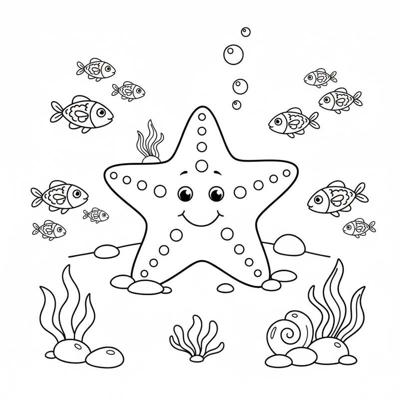 Hình tô màu con sao biển ngộ nghĩnh đáng yêu