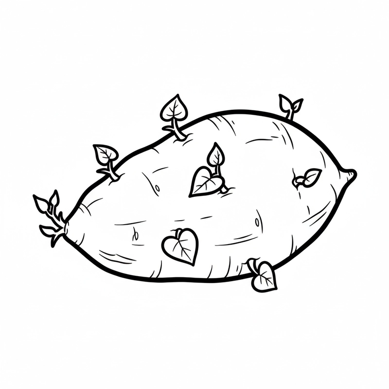 Hình tô màu củ khoai lang đơn giản đẹp