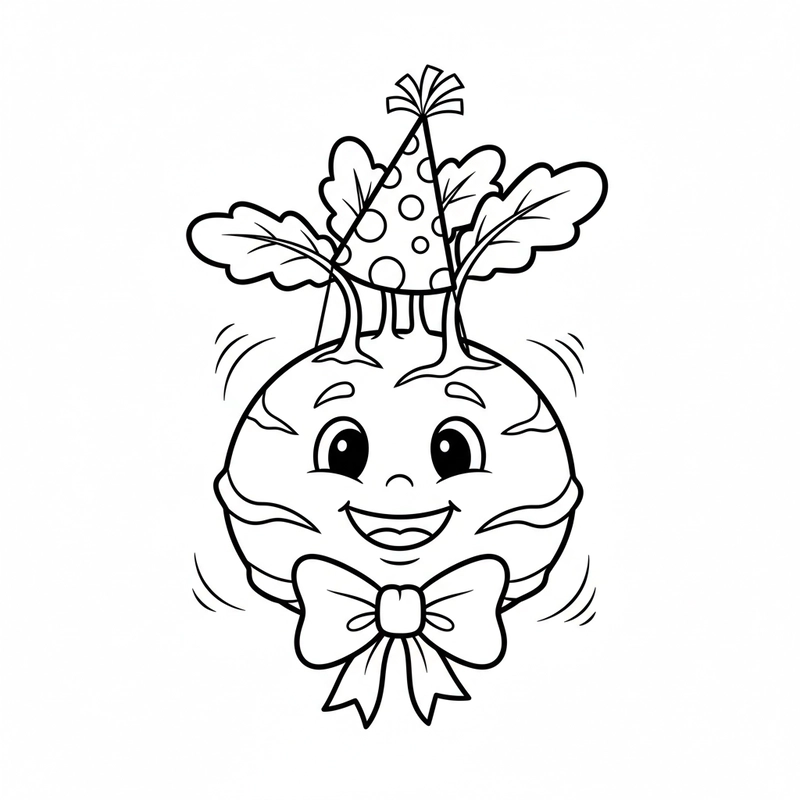 Hình tô màu củ su hào vui nhộn