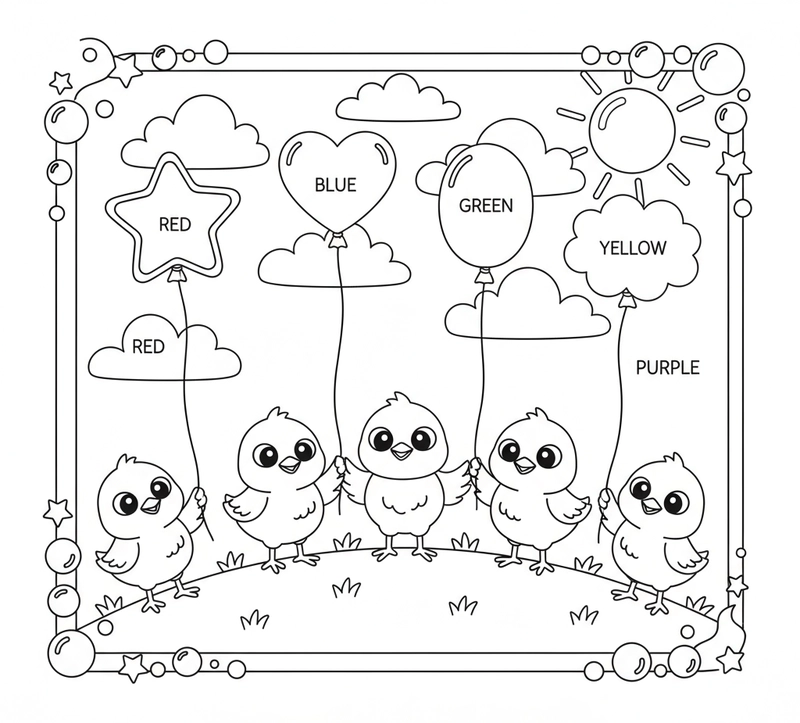 Hình tô màu đàn gà con