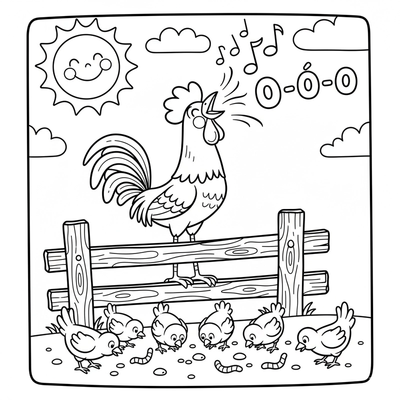 Hình tô màu đàn gà đơn giản