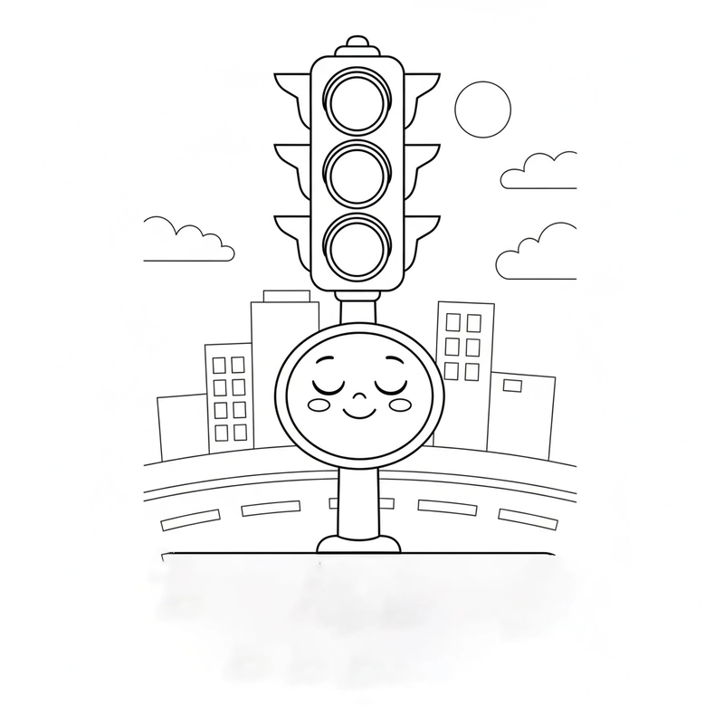 Hình tô màu đèn giao thông cho bé