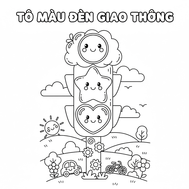 Hình tô màu đèn tín hiệu vui nhộn