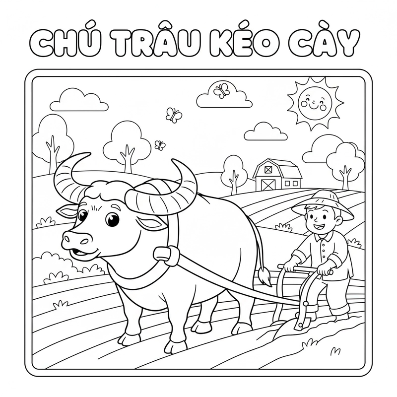 Hình tô màu đồng ruộng