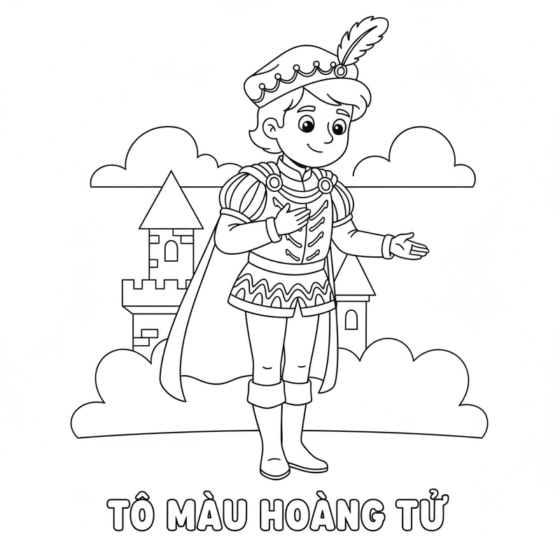 Hình tô màu hoàng tử đơn giản