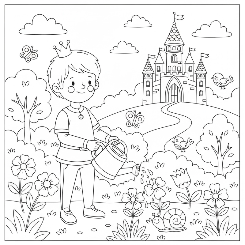 Hình tô màu hoàng tử hoạt hình