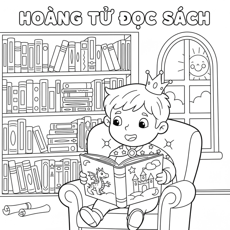 Hình tô màu hoàng tử trong lâu đài