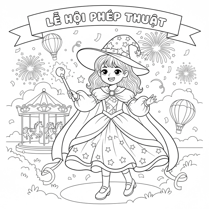 Hình tô màu lễ hội Việt giúp bé học văn hóa