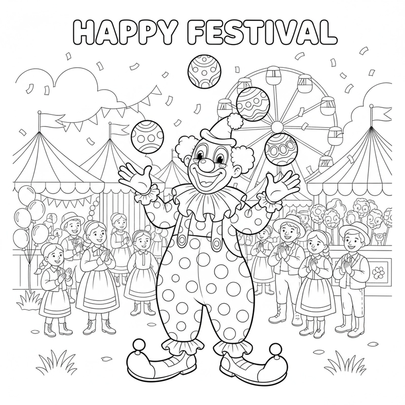 Hình tô màu lễ hội quê em thân thương