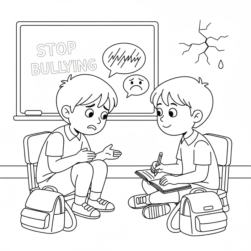 Hình tô màu lớp học thân thiện