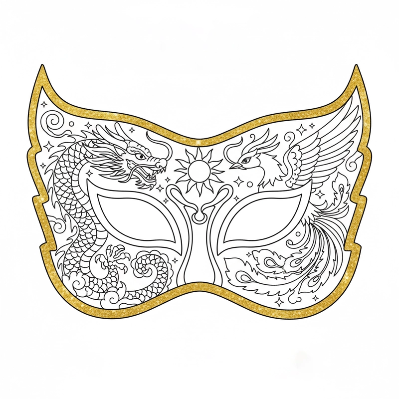 Hình tô màu mặt nạ công chúa sinh động