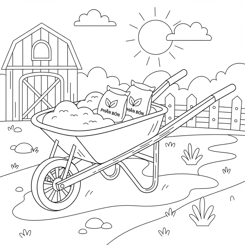 Hình tô màu nghề nông dễ thương