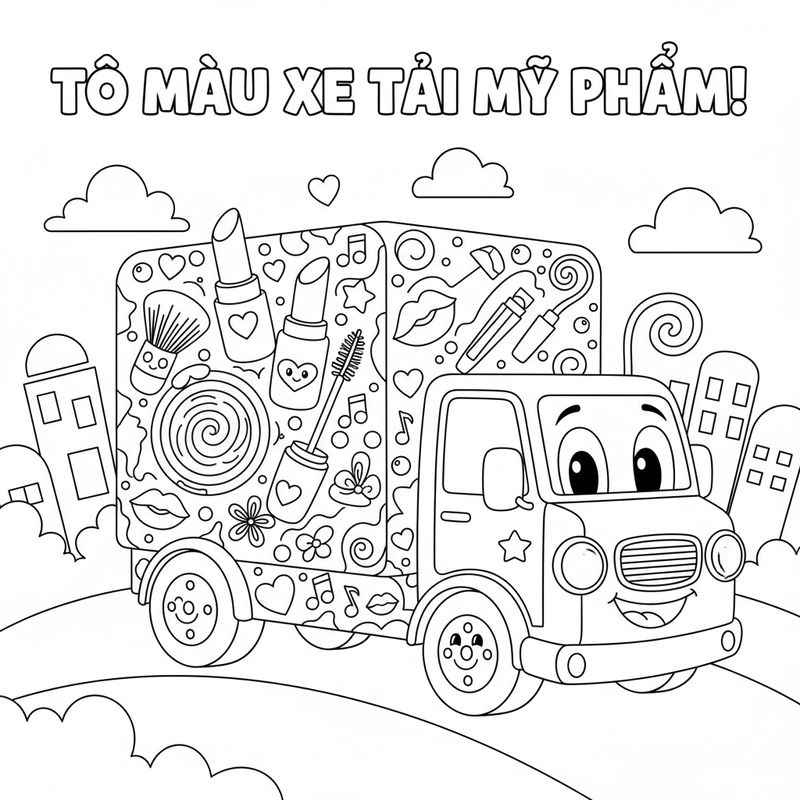 Hình tô màu ô tô tải đơn giản