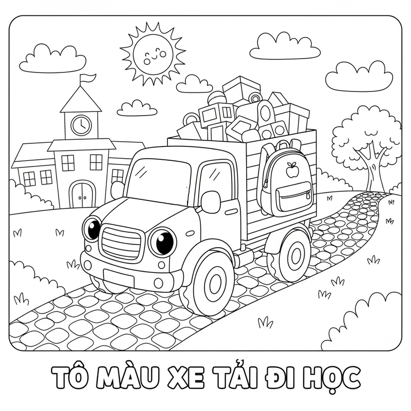 Hình tô màu ô tô tải sinh động