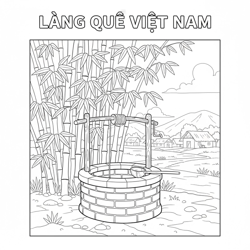 Hình tô màu phong cảnh đồng quê