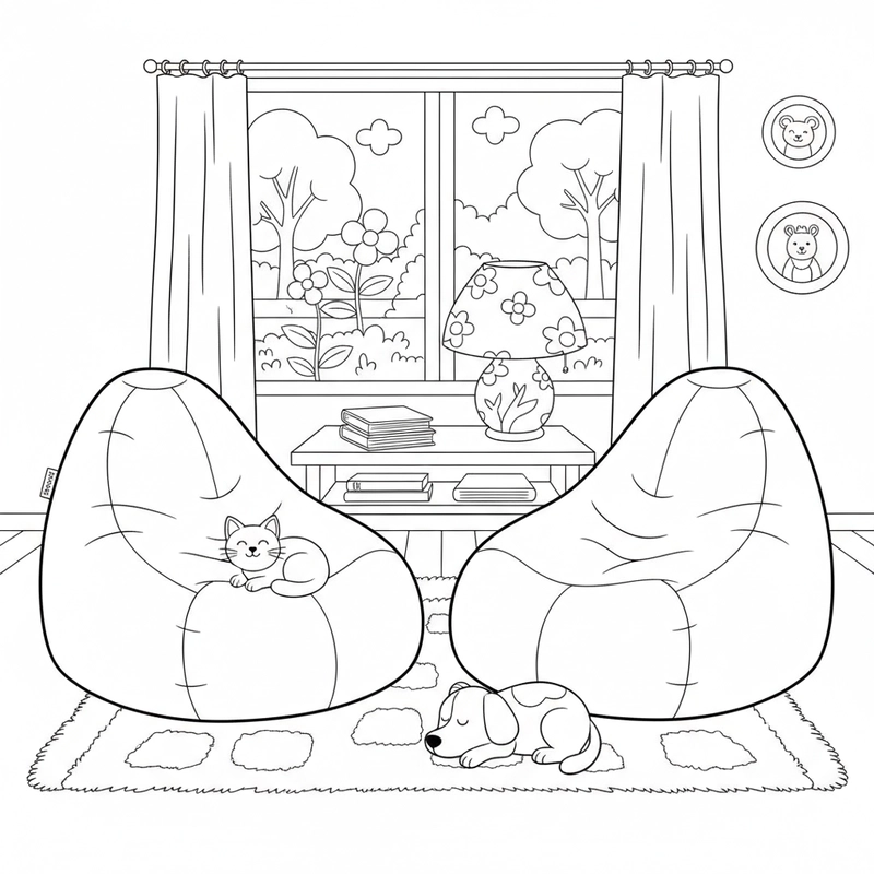 Hình tô màu phòng khách cho bé sáng tạo