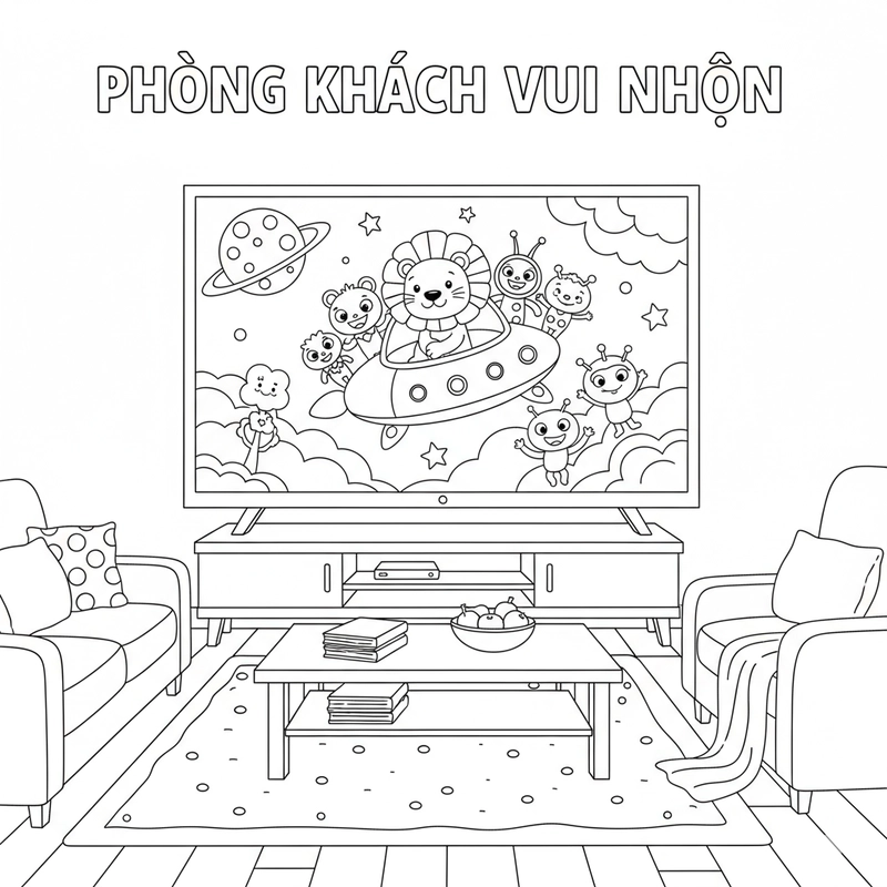 Hình tô màu phòng khách giúp bé học vẽ