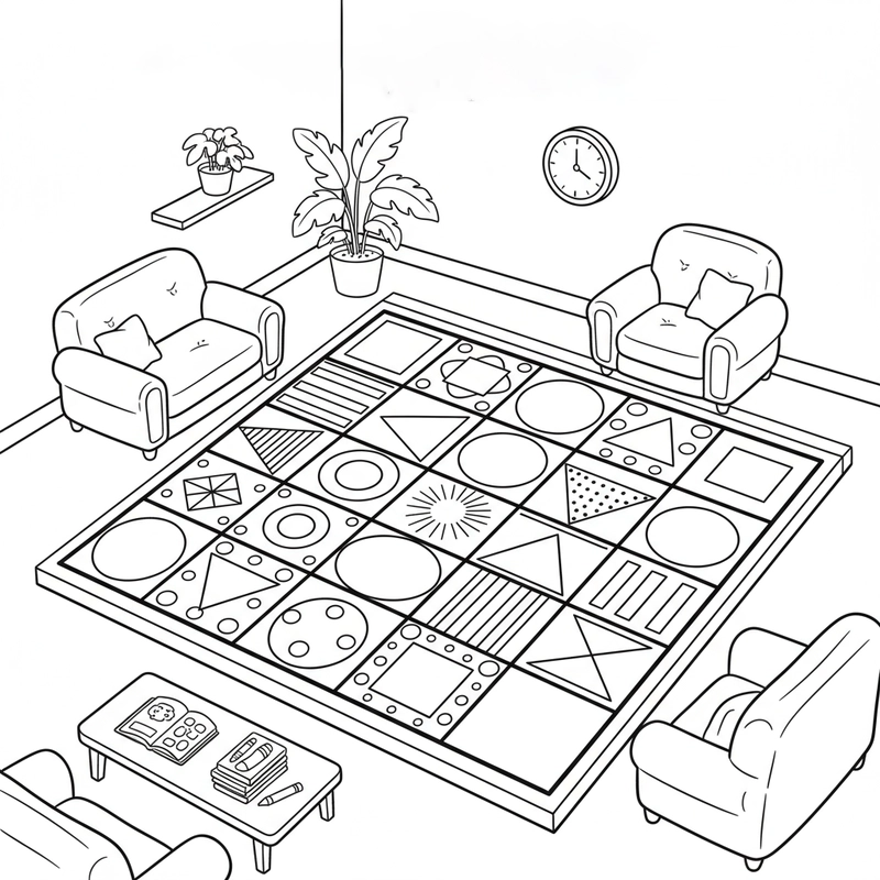 Hình tô màu phòng khách giúp bé sáng tạo