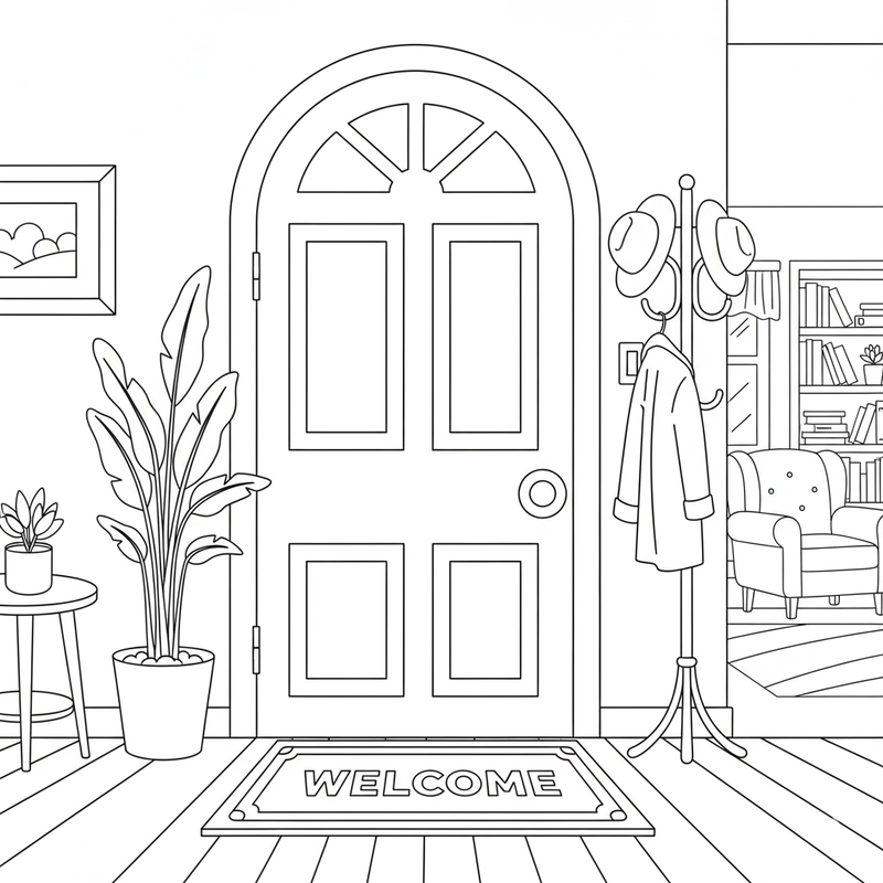 Hình tô màu phòng khách trong ngôi nhà