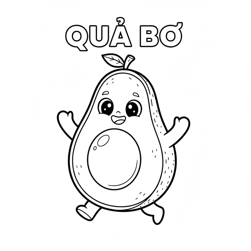 Hình tô màu quả bơ dễ vẽ