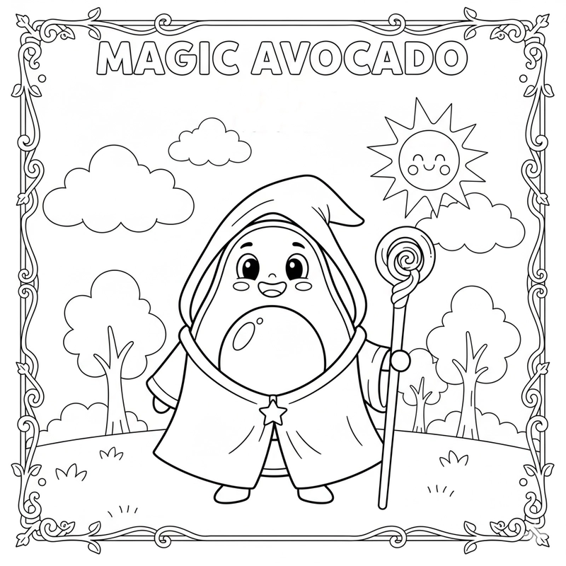 Hình tô màu quả bơ nhỏ xinh