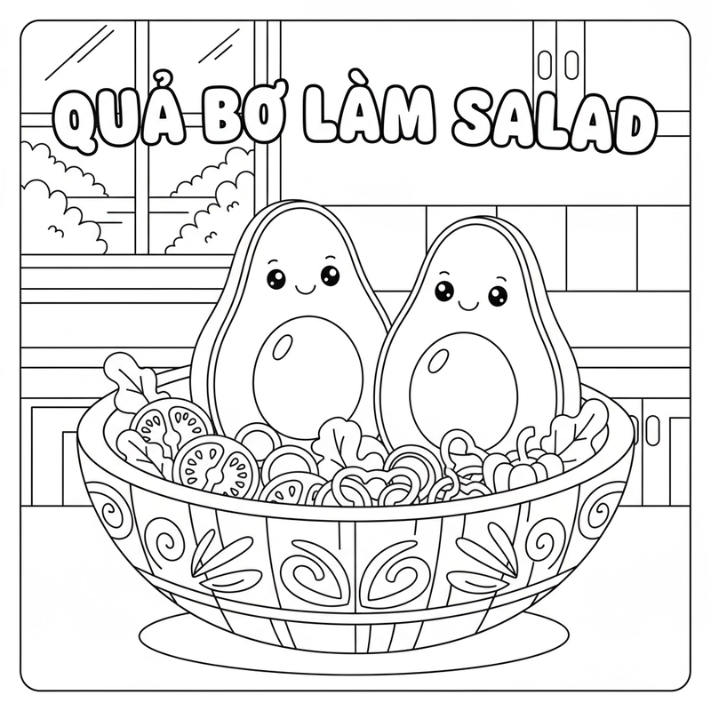 Hình tô màu quả bơ vui nhộn