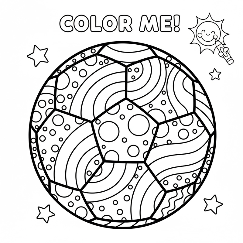 Hình tô màu quả bóng đá dễ thương, vui nhộn