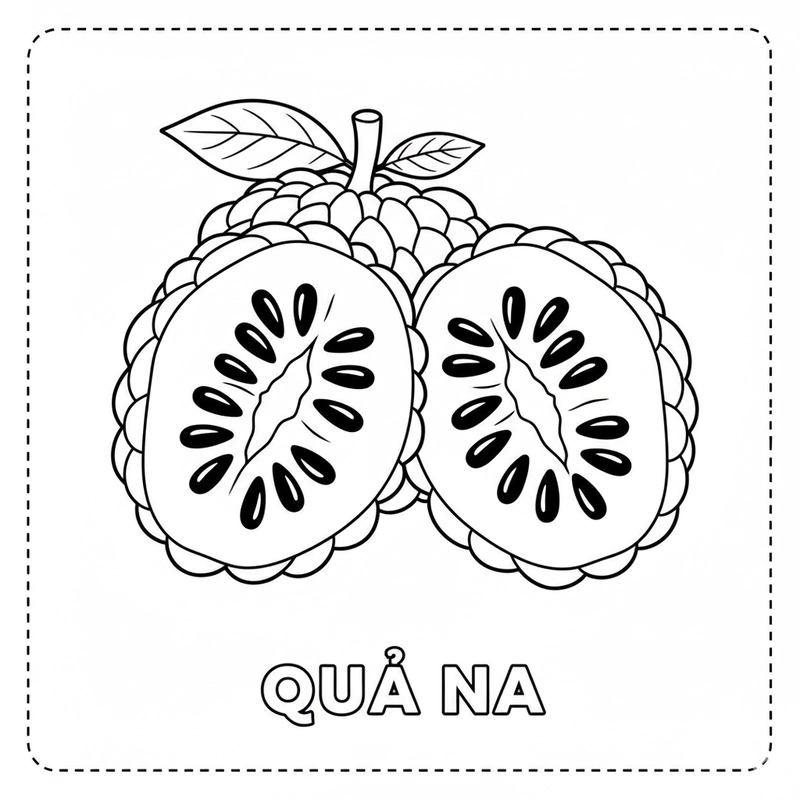 Hình tô màu quả na ngộ nghĩnh