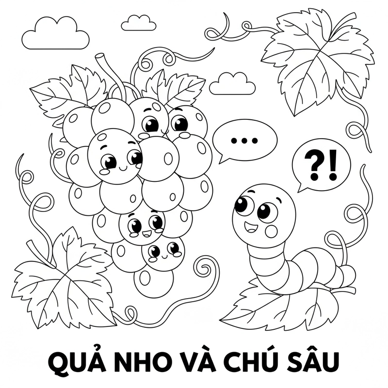Hình tô màu quả nho dễ thương