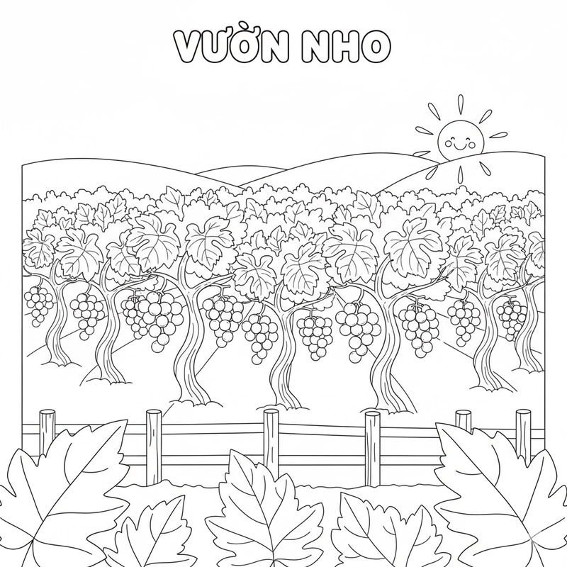 Hình tô màu quả nho tươi sáng