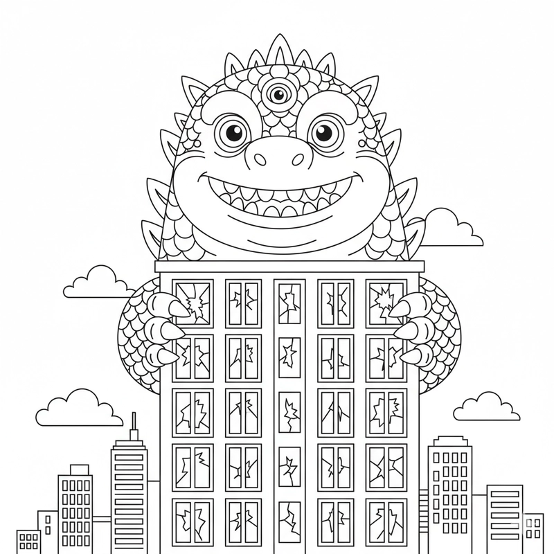 Hình tô màu quái vật cute