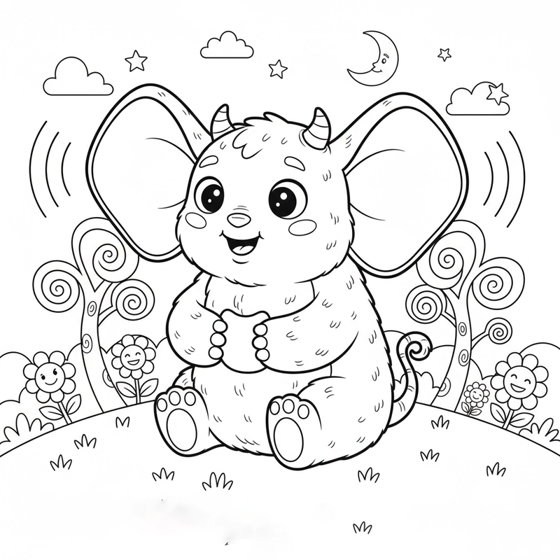 Hình tô màu quái vật đáng yêu