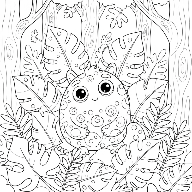 Hình tô màu quái vật dễ thương