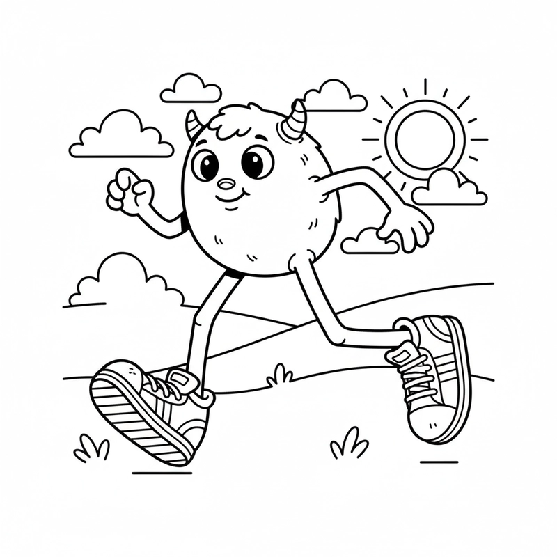 Hình tô màu quái vật nhỏ nhắn