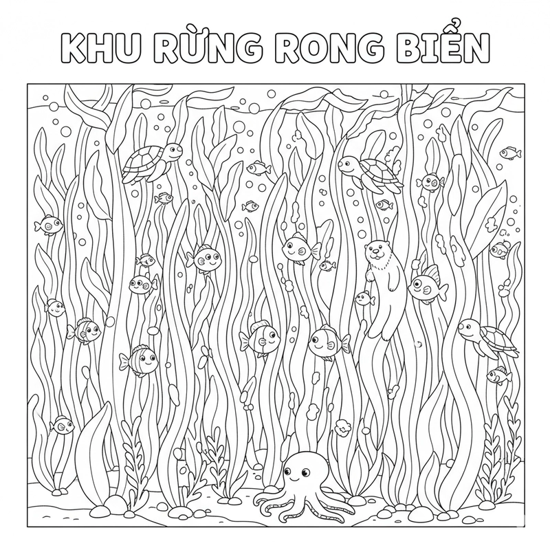 Hình tô màu rong biển dễ in