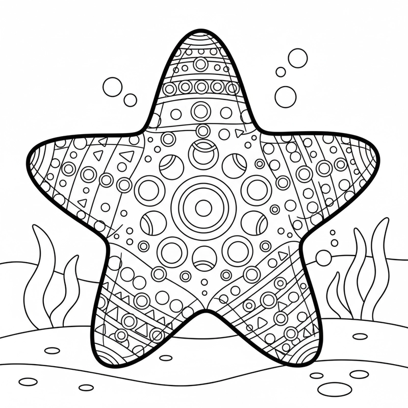 Hình tô màu sao biển cho bé tập tô