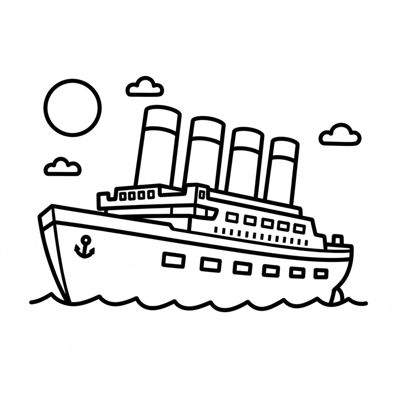 Hình tô màu tàu Titanic vui nhộn