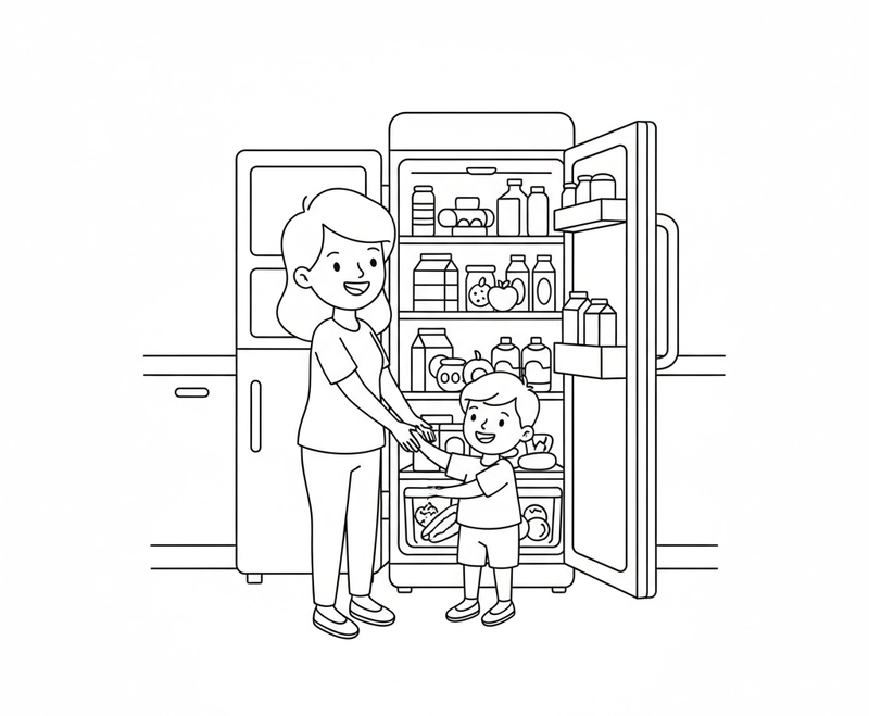 Hình tô màu tủ lạnh đơn giản cho bé