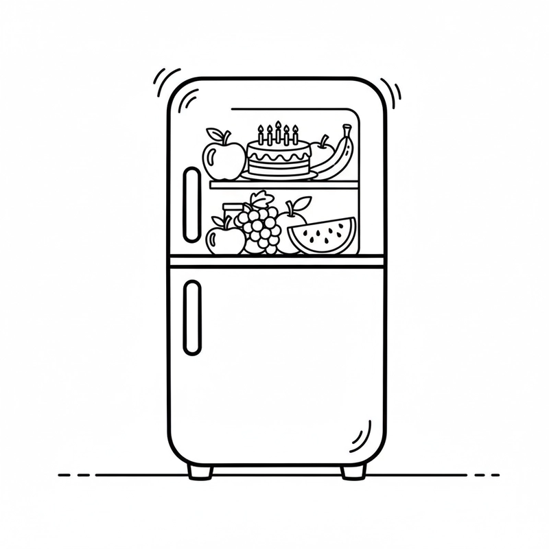 Hình tô màu tủ lạnh ngộ nghĩnh