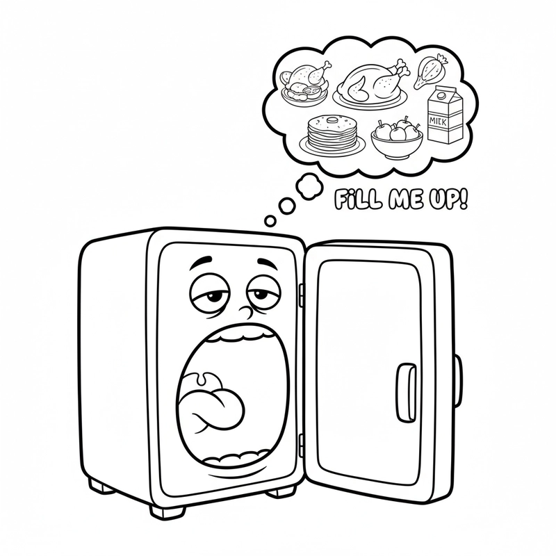 Hình tô màu tủ lạnh sinh động cho bé