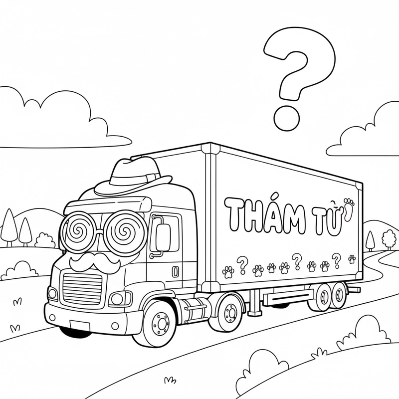 Hình tô màu xe Container vui nhộn