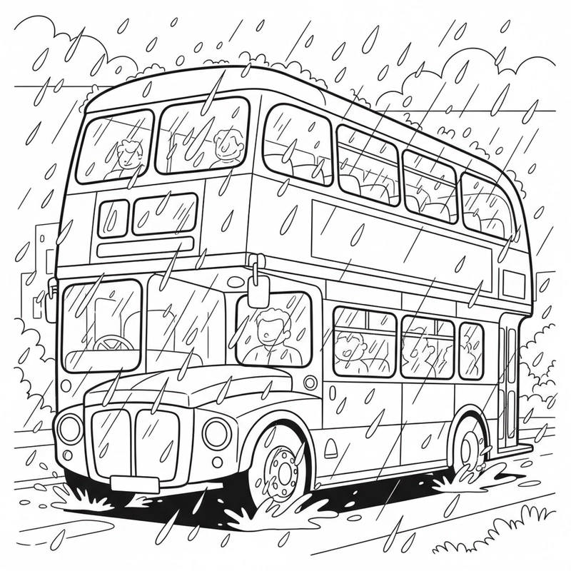 Hình tô màu xe buýt 2 tầng hiện đại