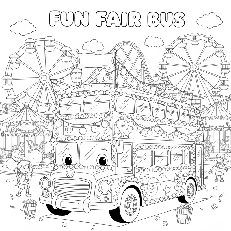 Hình tô màu xe buýt 2 tầng sinh động